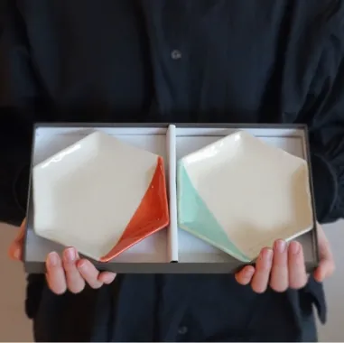 取皿2枚セット朱+青磁