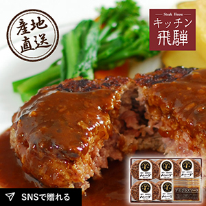 産地直送グルメ│キッチン飛騨 飛騨牛と飛騨豚のハンバーグ 5個