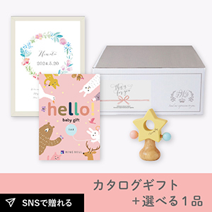 【出産祝いギフトセット】カタログギフト hello！babygift うさぎ（5900円）＋選べる1品