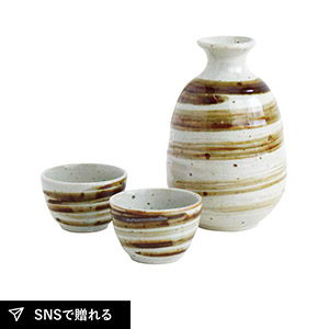 高田焼 釉重ね酒器揃（うず粉引）