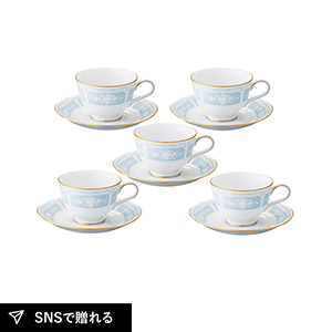 ノリタケ レースウッドゴールド ティーコーヒー碗皿5客セット