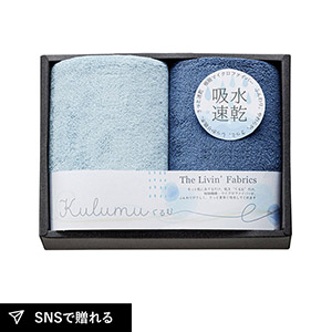 The Livin' Fabrics マイクロファイバーフェイスタオル2P（ブルー）