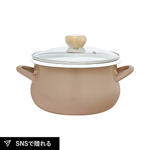 ストクック IH対応ホーロークッキングポット20cm（ブラウン）