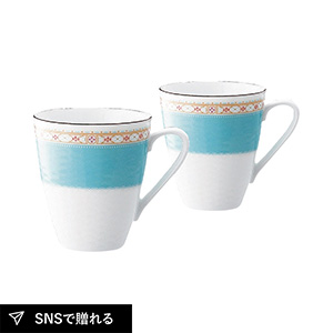 ノリタケ ハミングブルー マグペアセット