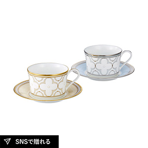 【送料無料】ノリタケ トレフォリオゴールド&プラチナ ティー・コーヒー碗皿ペアセット