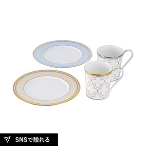 【送料無料】ノリタケ トレフォリオゴールド&プラチナ モーニングペアセット