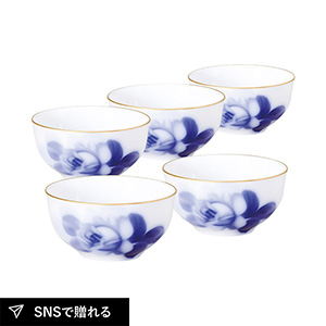 【送料無料】大倉陶園 ブルーローズ 湯呑5客揃