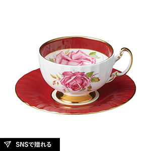エインズレイ ローザセンティフォーリア ティーカップ&ソーサー（レッド）
