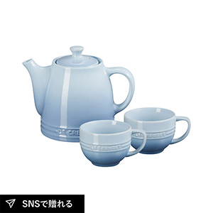 【送料無料】ル・クルーゼ レジェ・ティータイムセット（コースタルブルー）