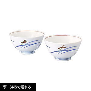 香蘭社 オーキッドブルーム 組飯碗