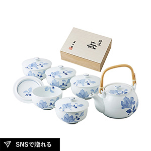 【送料無料】波佐見焼 辻が花 蓋付茶器揃