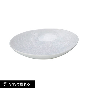 京焼･清水焼 花結晶（白） 楕円鉢（中）