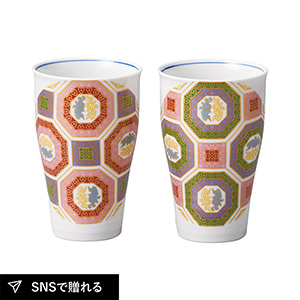 九谷焼 金彩小紋 ペアタンブラー