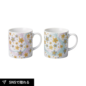 九谷焼 曲水華舞 ペアマグカップ