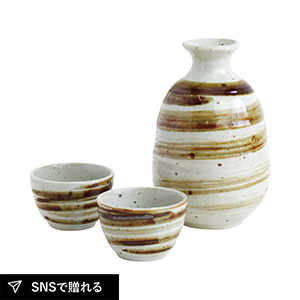 高田焼 釉重ね酒器揃（うず粉引）