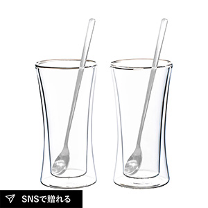 ウェルナーマイスター 耐熱二重ガラスタンブラー&ロングスプーンペアセット