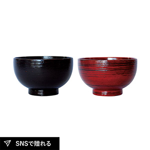 山中塗 食洗機対応 総刷毛目汁椀ペアセット