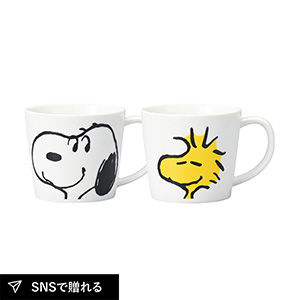 スヌーピー&ウッドストック スマイルフェイスペアマグセット