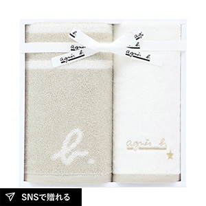 アニエスベー abマリニエール フェイス1P・ゲストタオル1P（ベージュ）