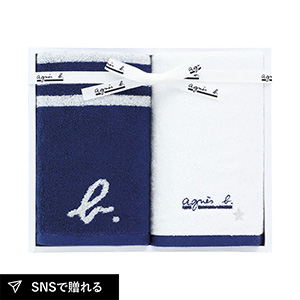 アニエスベー abマリニエール フェイスタオル2P（ダークブルー）