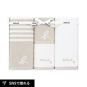 アニエスベー abマリニエール フェイス2P・ゲストタオル2P（ベージュ）