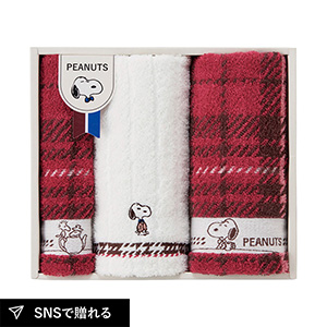 ピーナッツ スヌーピー チェック フェイス2P・ウォッシュタオル1P
