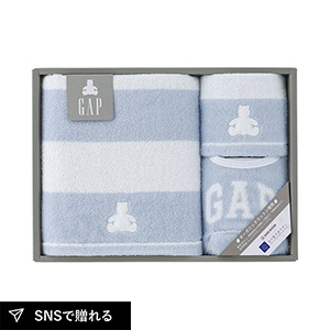 baby GAP ボーダーベア バス1P・ウォッシュタオル1P・スタイ1P（ブルー）