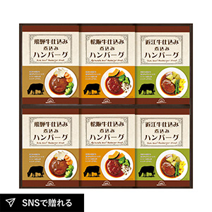 飛騨高山ファクトリー 松阪牛・近江牛・飛騨牛仕込み食べくらべハンバーグ詰合せ C