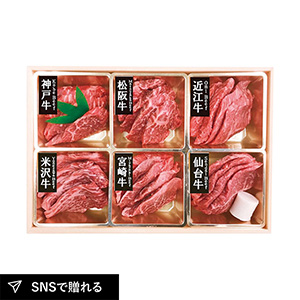 【送料無料】6大ブランド和牛食べ比べ焼肉用