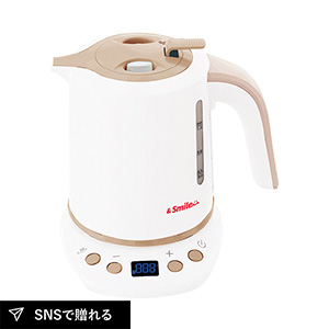 &smile 倒れてもこぼれにくい温度調整電気ケトル1l