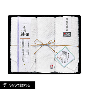 日本名産地 今治純白(やわらかやさしい無蛍光晒し) フェイスタオル2P・ハンドタオル1P