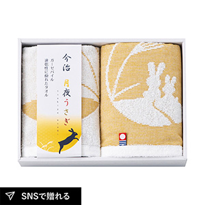 今治タオルブランド 月夜うさぎ フェイスタオル1P・ウォッシュタオル1P