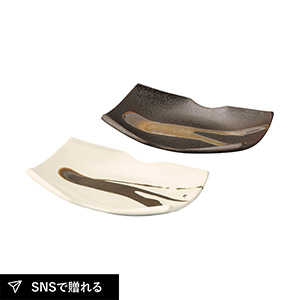 金彩流し 長角皿M2枚組