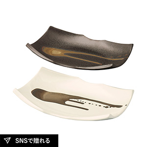 金彩流し 長角皿L2枚組