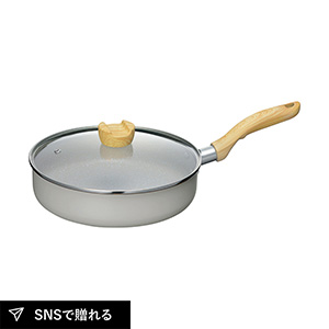 ホペア IH対応ガラス蓋付マーブルワイドパン24cm