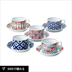 小紋 カップ＆ソーサー（5客）