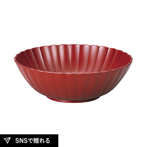 山中塗 フラワーボウル 21cm（古代朱）