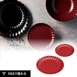 山中塗 フラワープレート 大小 ペア（古代朱）