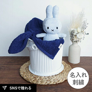 ミッフィー×選べる今治フード付きバスタオルの出産祝いギフトセット(Miffy アイスブルー)