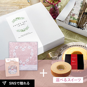 【送料無料】お礼ギフトボックス ジルスチュアート クオーレ タオルハンカチ（ピンク）