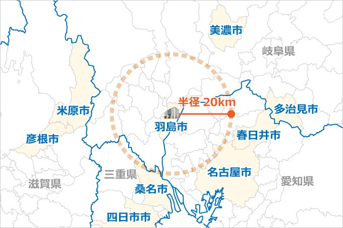 会社から半径20km