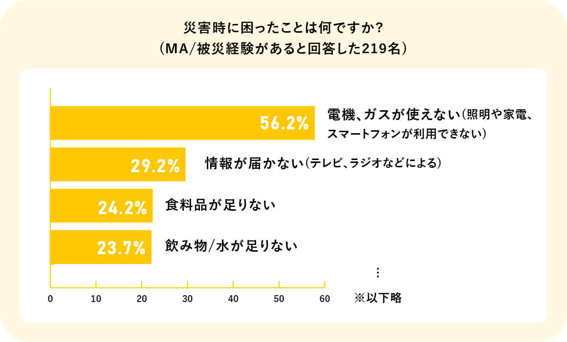 被災時に困ったことグラフ