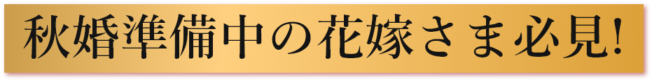 秋婚準備中の花嫁さま必見!