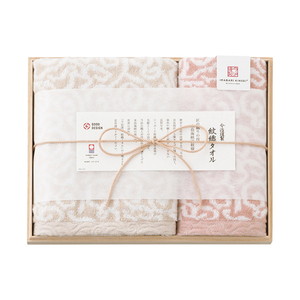 今治謹製 紋織タオル フェイス1P･ウォッシュタオル1P（ピンク）