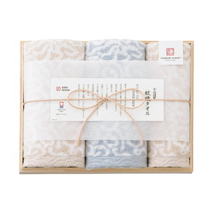 今治謹製 紋織タオル フェイス2P・ウォッシュタオル1P（ブルー）