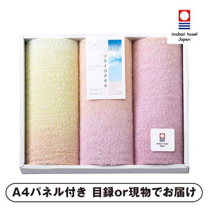 Solairo Towel（ソライロタオル） 今治産タオル フェイスタオル3P（ピンク）【パネル・目録付】