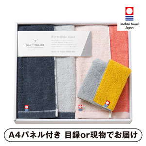 DAILYPRAIRIE リバーシブル フェイスタオル2P・タオルハンカチ1P【パネル・目録付】
