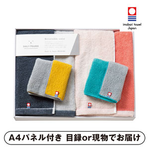 DAILYPRAIRIE リバーシブル ハーフバスタオル2P・タオルハンカチ2P【パネル・目録付】