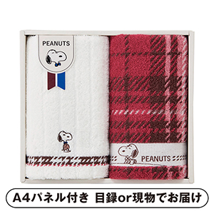 ピーナッツ スヌーピー チェック フェイスタオル2P【パネル・目録付】