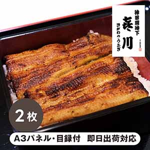 喜川 浜名湖産国産うなぎ蒲焼2枚【パネル・目録付】
